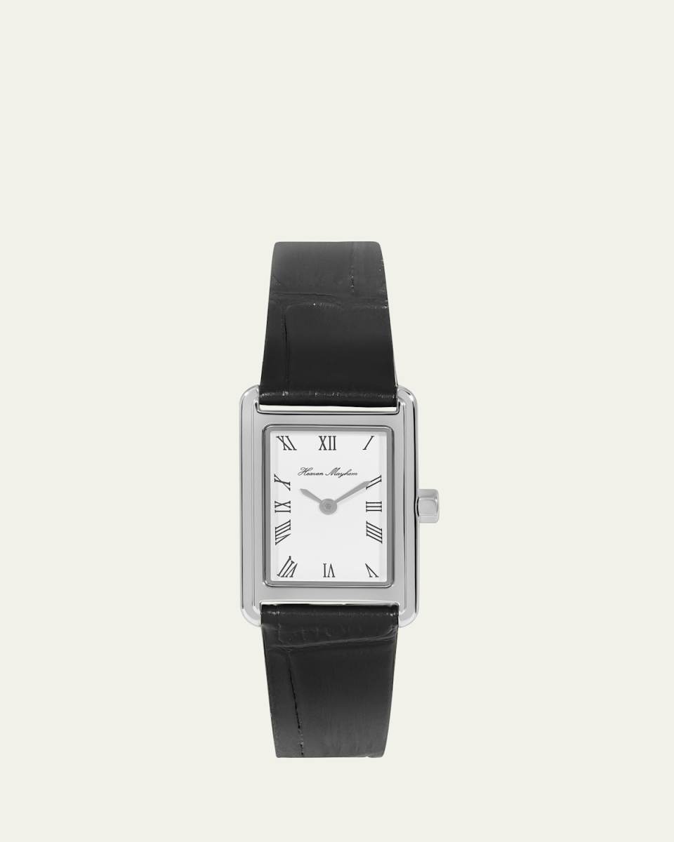 Icon Watch with Leather Strap, Silver